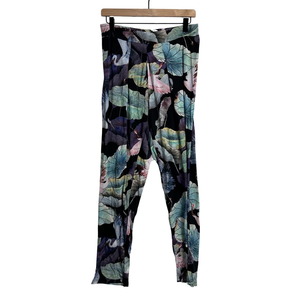 Robell Modell Paola Crane Floral Print Tapered Pants Black Multi Size 40 Regular